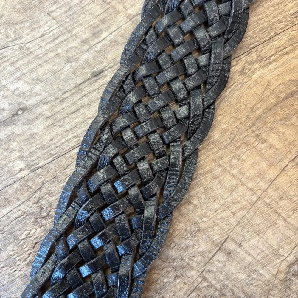 MNG Tropez Leather Woven Belt - Picture 12 of 15